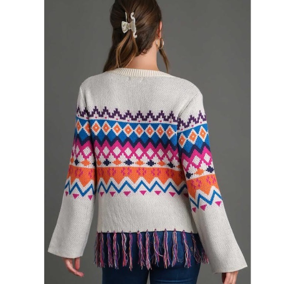 "The Mary Ann" Multi Color Fringe Pullover Sweater - Picture 2 of 2